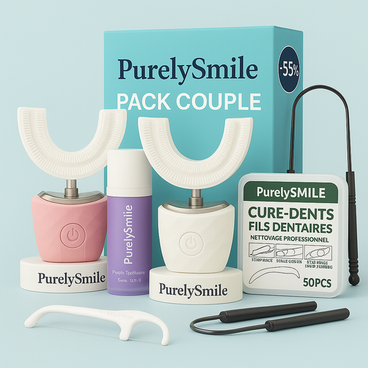 Pack Couple PurelySmile avec 2 brosses à dents U et accessoires